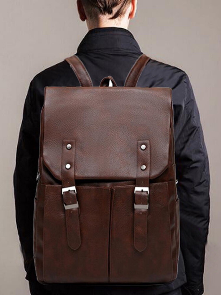 Men Solid Casual Multifunction Laptop Flap Backpack