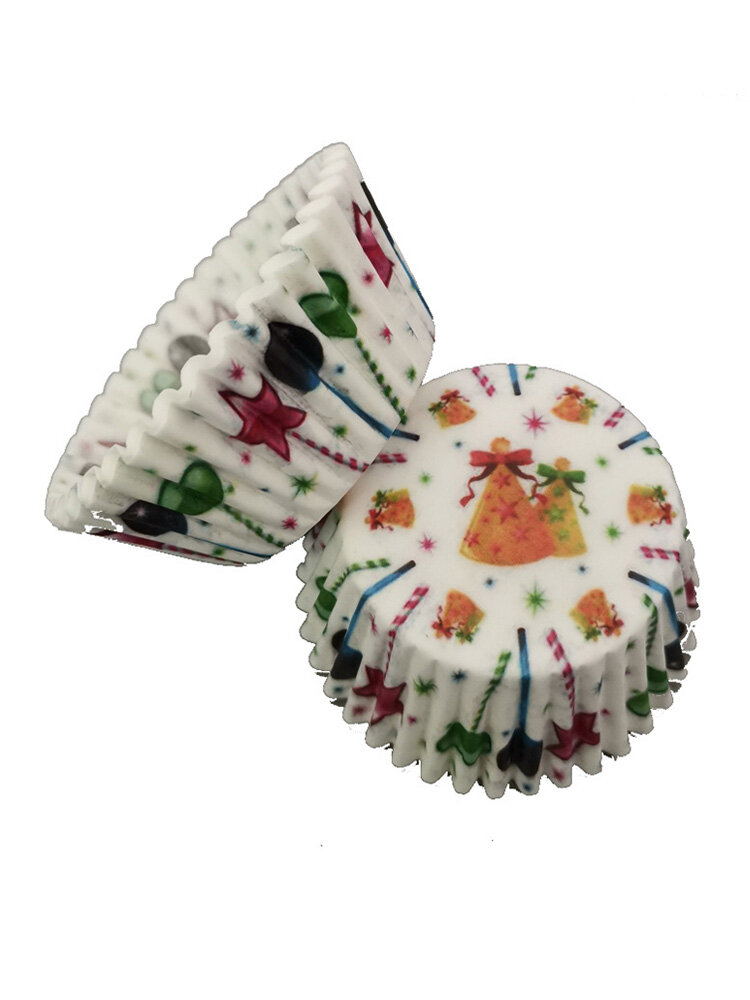100 pièces Muffin cloche de noël emballage de petit gâteau tasses en papier oeuf étui étanche à l'huile maison bricolage outil de cuisson