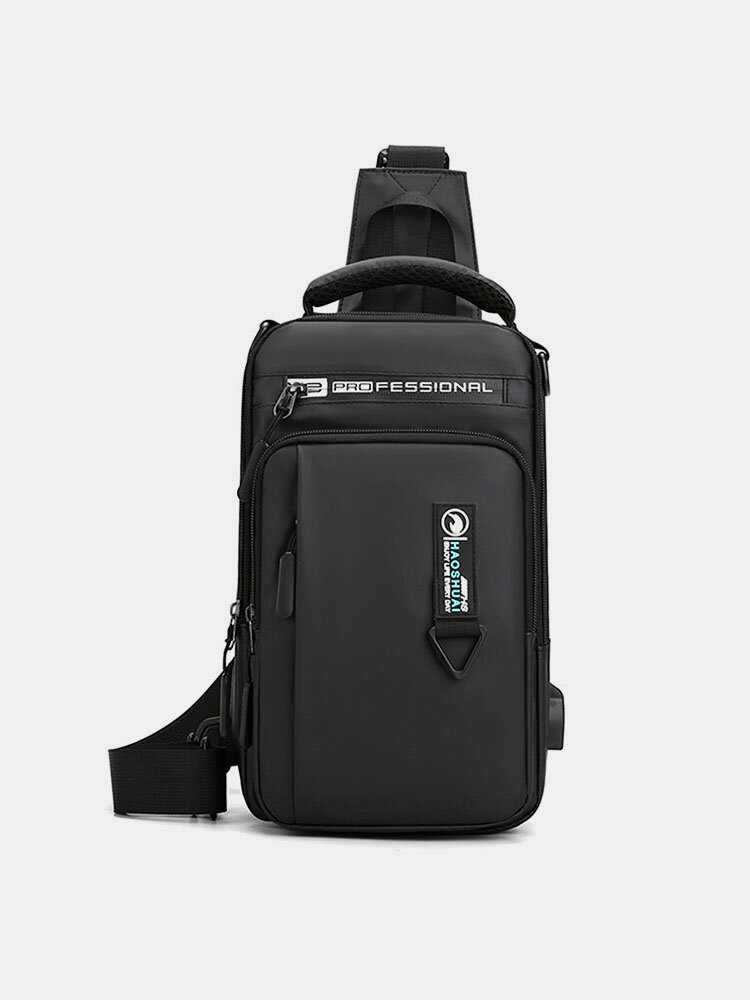 

Men's Nylon Multifunctional Shoulder Bag USB Rechargeable Casual Chest Bag Anti-theft Messenger Bag, Khaki;blue;black;gray;green