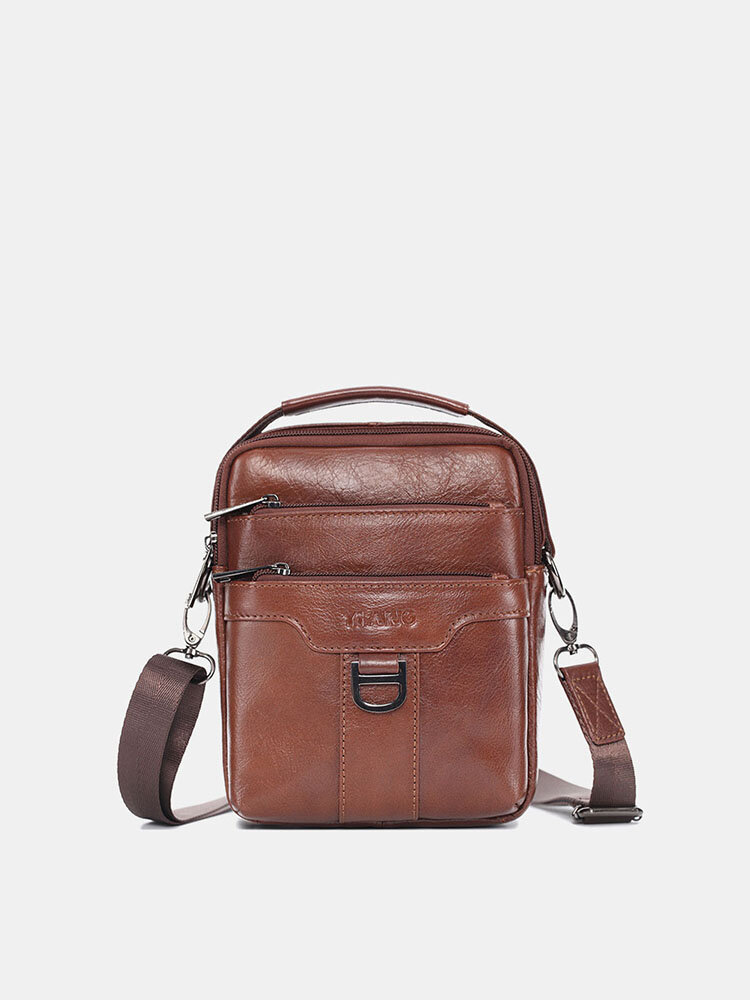 Men Genuine Leather Multi-Carry Vintage Crossbody Bag Belt Bag