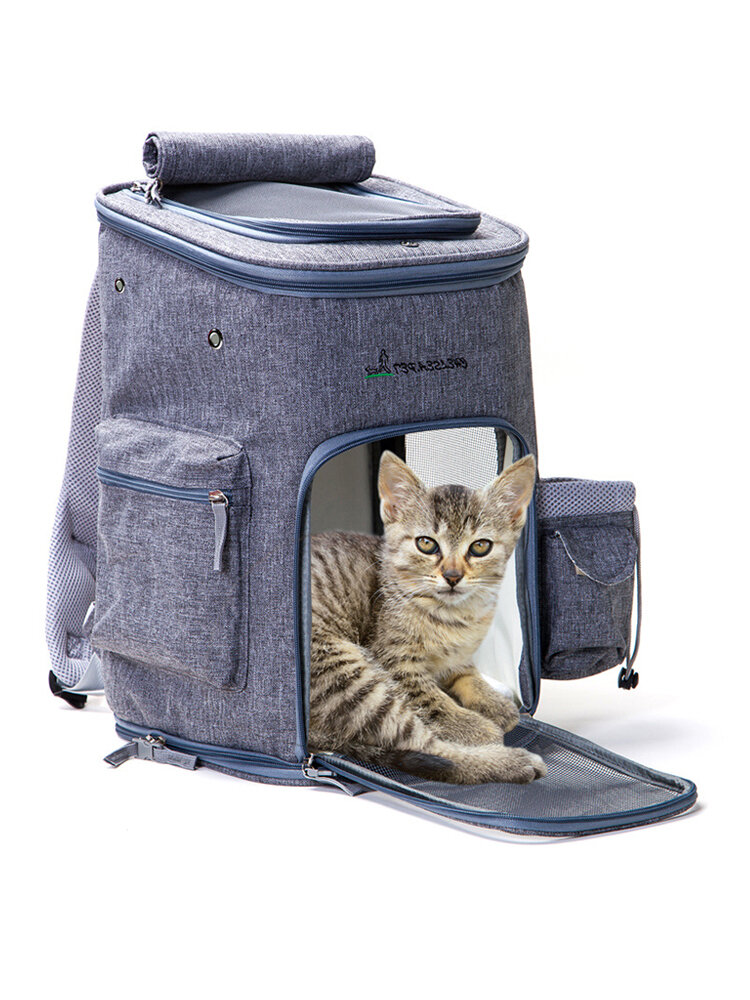 Multifunctional Breathable Mesh Pet Travel Carrier Double Shoulder Backpack 