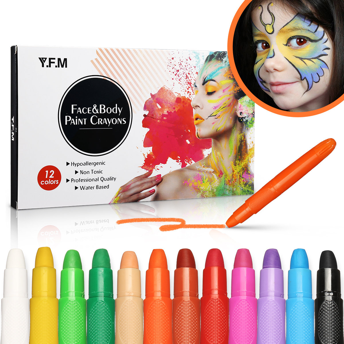 

Face Paint Crayon Body Painting Pen Safety Colorful Facial Painting Pen Temporary Body Art