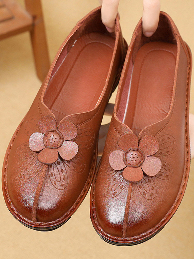 Women Casual Flower Stitching Non-slip Soft Comfortable Loafers Shoes