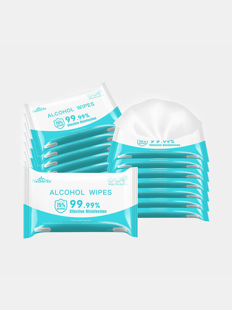 75% Alcohol Disinfection Wipes 10Pcs Portable Ethanol Disposable Sterilization Alcohol-Pads