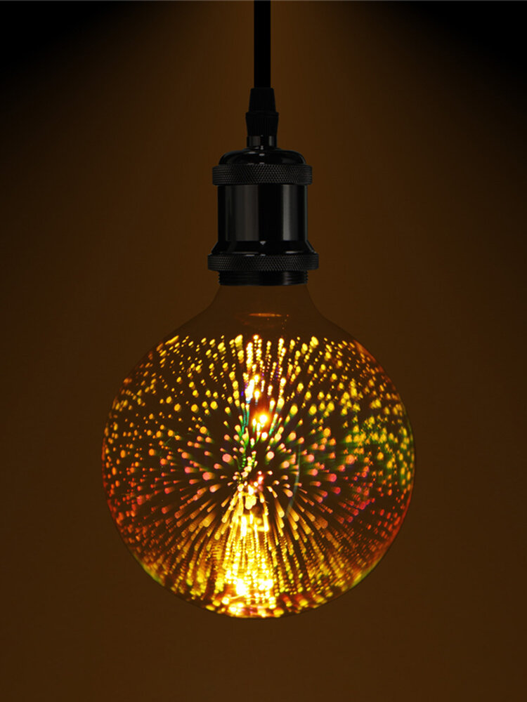 

3D Fireworks E27 G125 LED Retro Edison Decor Glass Bulb Light Lamp AC85-265V Cafe Home Decor, Warm white;white