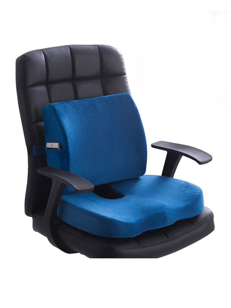 

2 in 1 Memory Foam Mutifunctional Lumbar Support Pillow Seat Cushion Home Office Pillow, Light blue