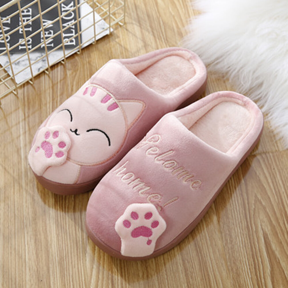 Large Sizes Women Cute Cat Decor House Slippers