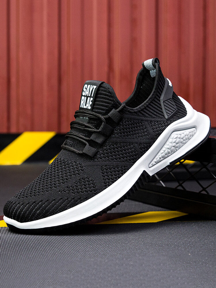 Men Sport Knitted Fabric Breathable Walking Sneakers Casual Shoes