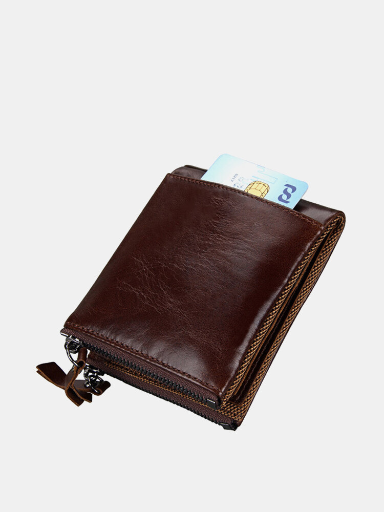 RFID Antimagnetic Vintage Casual Genuine Leather Wallet For Men