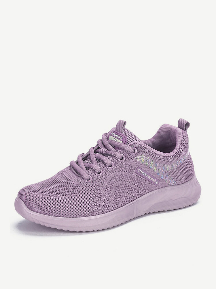 Women Running Mesh Lace Up Casual Sports Shoes