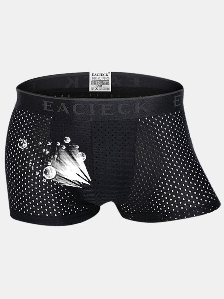 THSISSUE Men's Ice Silk Underwear Breathable Soft Ultra-Thin Mesh Boxer Briefs 