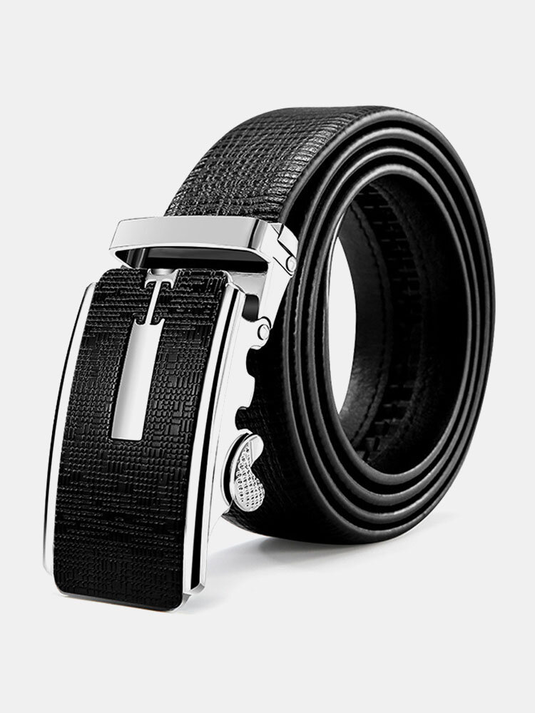 120CM Men Genuine Leather Elephant Skin Pattern Alloy Automatic Buckle Business Casual All-match Belt