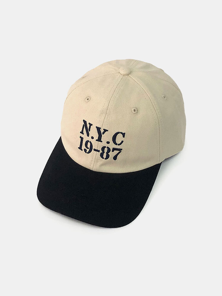 Unisex Cotton Letters Numbers Embroidery Color Contrast Patchwork All-match Sunscreen Baseball Cap