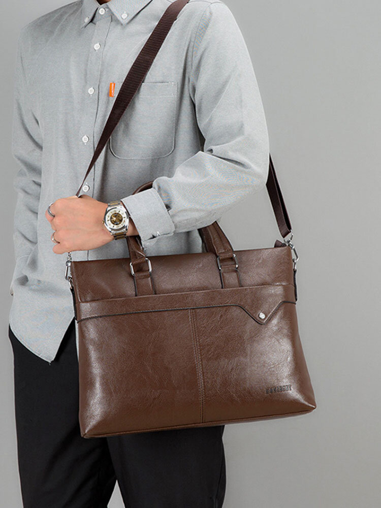 Men Vintage Multifunction Waterproof Large Capacity Briefcase Business Handbag Crossbody Bag