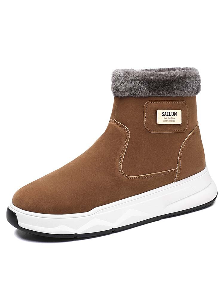 

Men Warm Lining Non Slip Side-zip Brief Casual Snow Boots, Black;gray;khaki