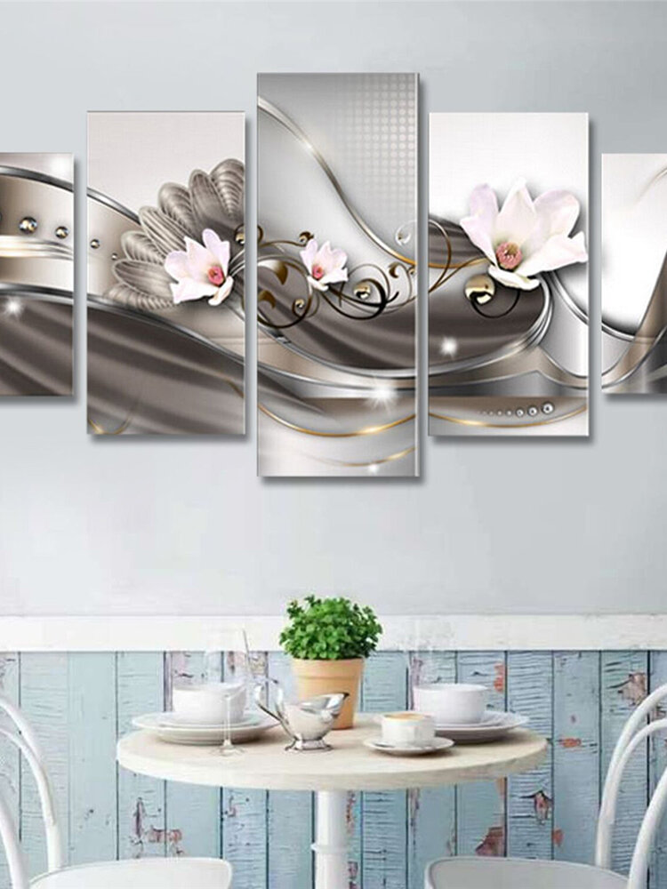 5Pcs Canvas Print Modern Picture Wall Art Decor Home Abstract Flower Giclee Framed