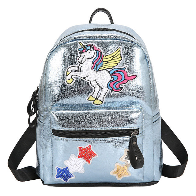 New Trend Fashion Bag Glossy Print Compact Backpack Rainbow Backpack Cute Wild