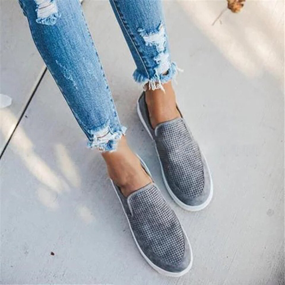 Large Size Women Casual Cloth Solid Color Slip On Flat Loafers