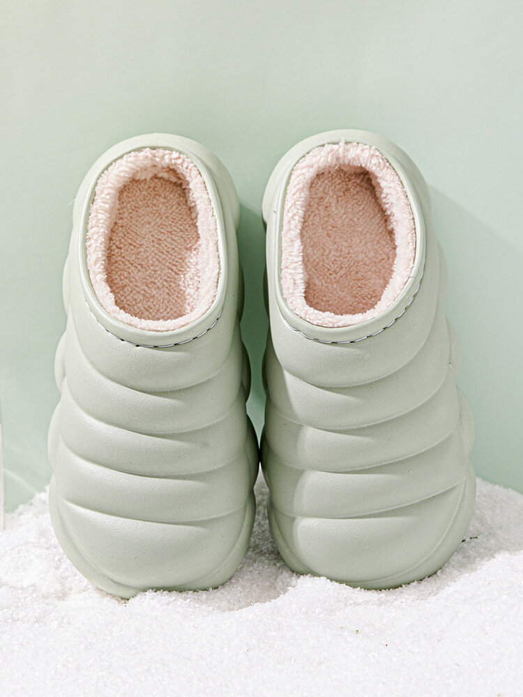 

Plus Size Women Soft Comfy Waterproof Closed Toe Warm Fuzzy House Slippers, White;green;khaki;gray;pink;orange