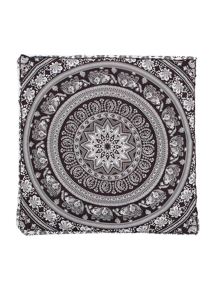Mandala Indian Bohemian Elephant Square Cushion Case Floor Pillow Seating Cover