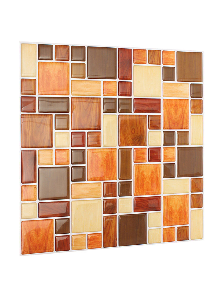 

Brown Creative 3D Mosaic Wall Stickers Backsplash Tile Wallpaper Home Bathroom Kitchen Decor