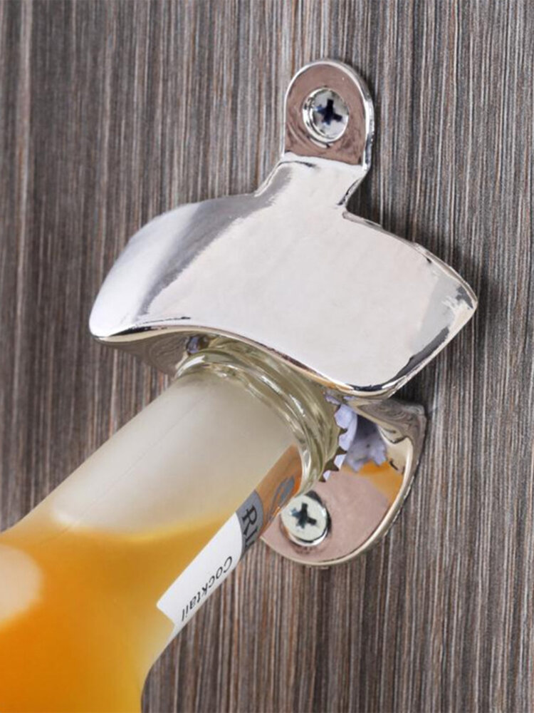 

Portable Bottle Opener Kitchen Bar Wine Beer Bottle Opener Wall Mounted Beer Tool Drinking Accessories, Silver