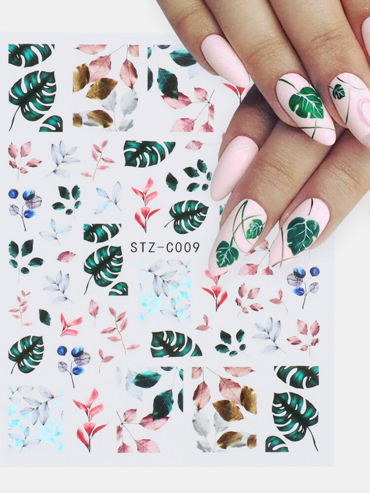 3D Nail Art Stickers Waterproof Small Fresh Colorful Simulation Dried Flowers Butterfly Nail Decals