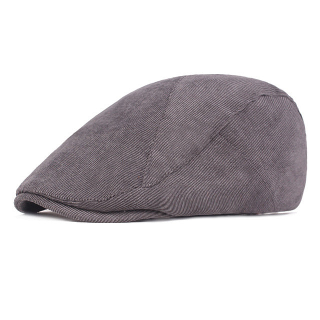 Men's Corduroy Beret Forward Cap Warm Newsboy Hat