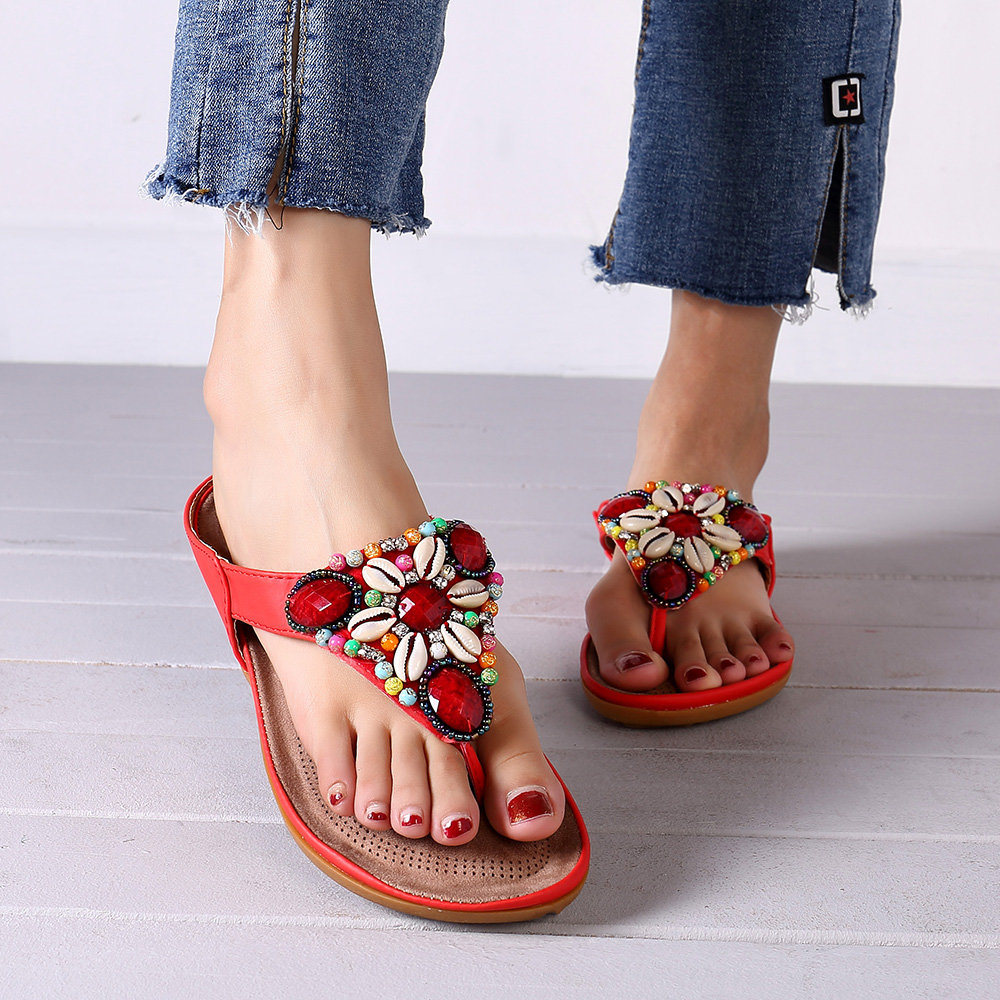 Large Size Seashell Backless Bohemian Sandals For Women