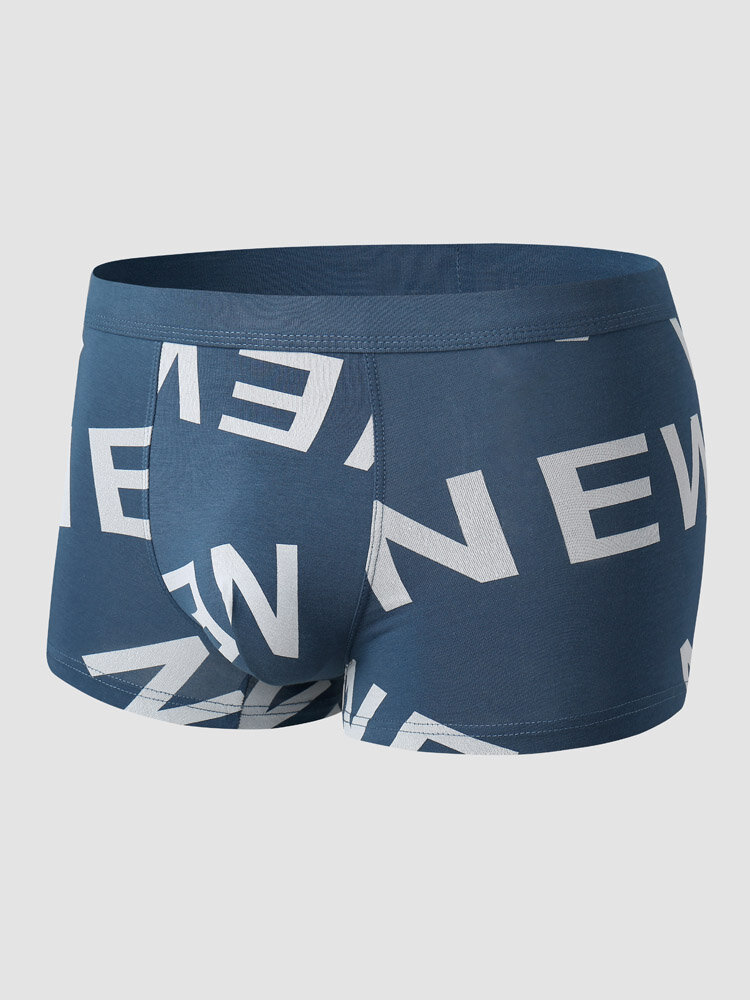 Men Modal Letter Print Comfy Pouches Skinny Crotch Breathable Boxers Briefs