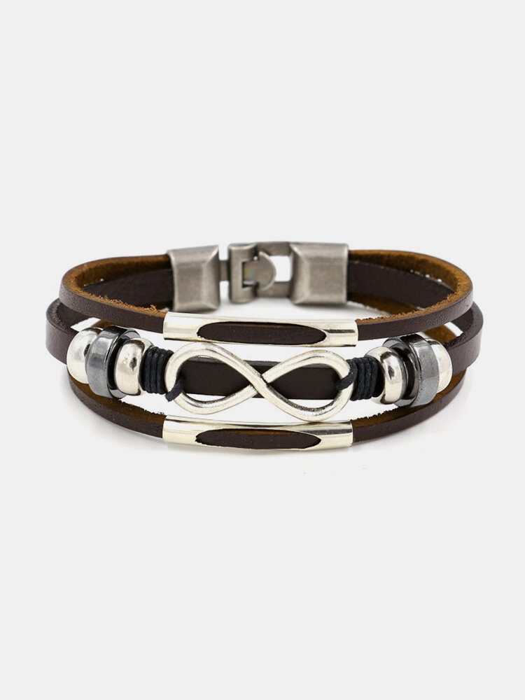 Multilayer Infinity Knot Bracelet Casual Fashion Leather Bracelets for Men Women