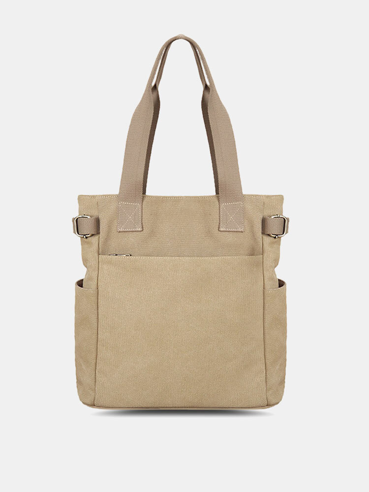 Women Canvas Brief Large Capacity Handbag Daily Light Weight Casual Shoulder Bag