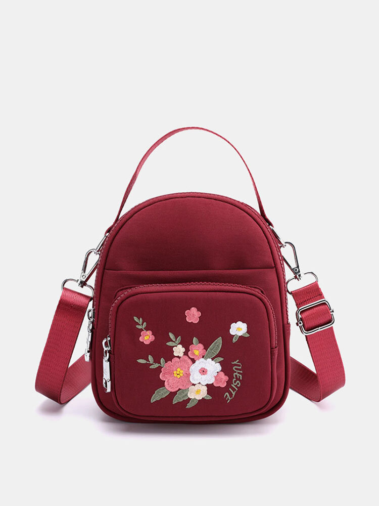 Women Nylon Waterproof Embroidery Casual Shoulder Bag Handbag