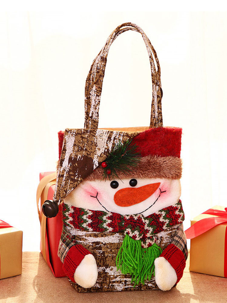 Women Christmas Eve Cute Cartoon Elk Gift Bag Handbag Shoulder Bag