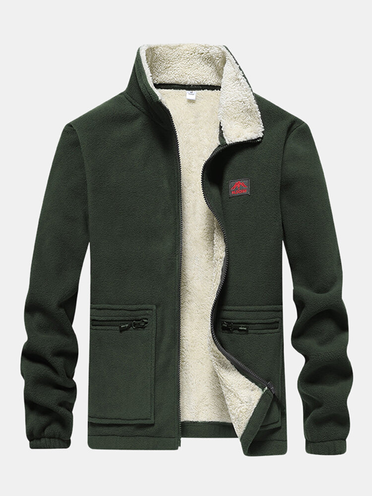 Mens Fleece Lined Double Side Thicken Coats Outdoor Warm Fleece Jackets
