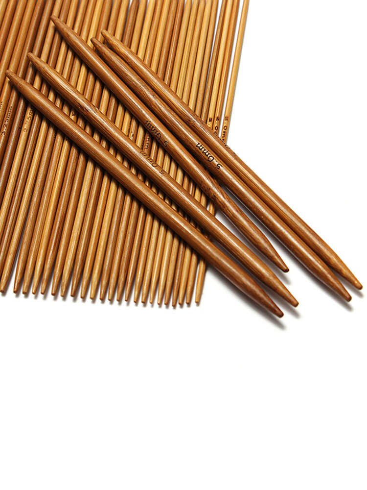 55pcs 11 Sizes Carbonized Bamboo Double Pointed Knitting Needles Hat Sweater Scarf Crochet Hook