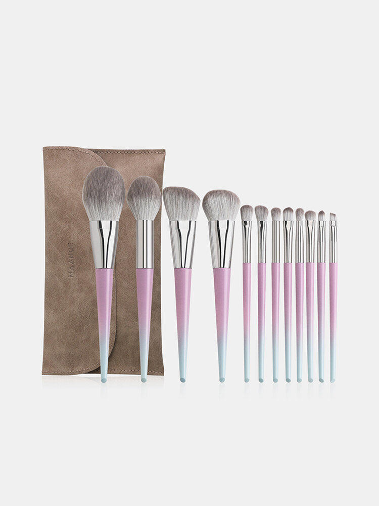 

12 Pcs Makeup Brushes Set With Brush Bag Foundation Concealer Eyebrow Brush Makeup Tool, Pink;blue