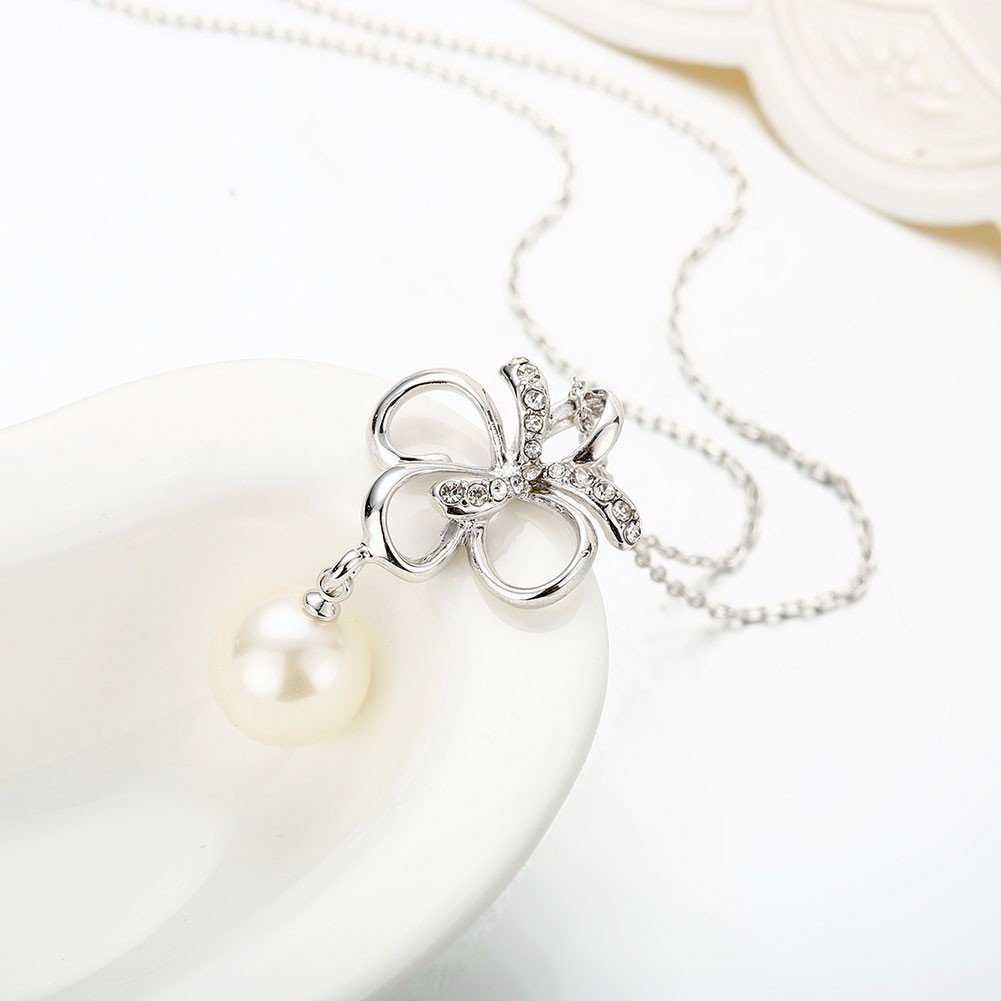 Personalized Simple Women Necklace Alloy Butterfly Rhinestone Pearl ...