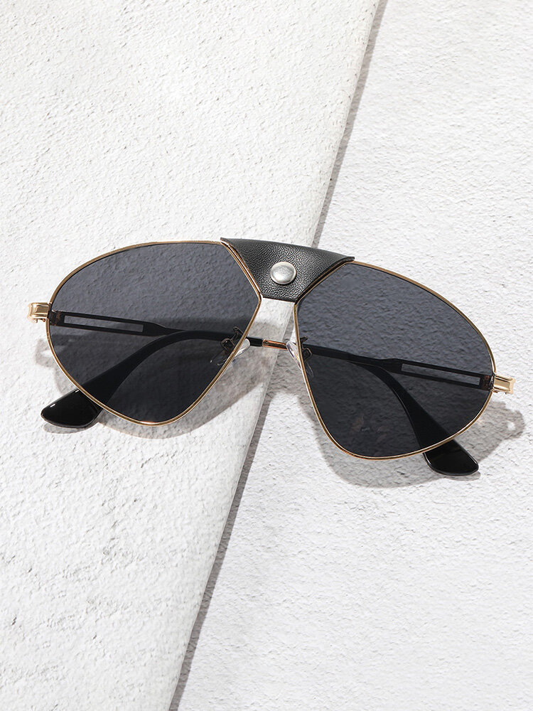 Unisex Special-shaped Metal Full Frame Patchwork PU HD Anti-UV Sunglasses