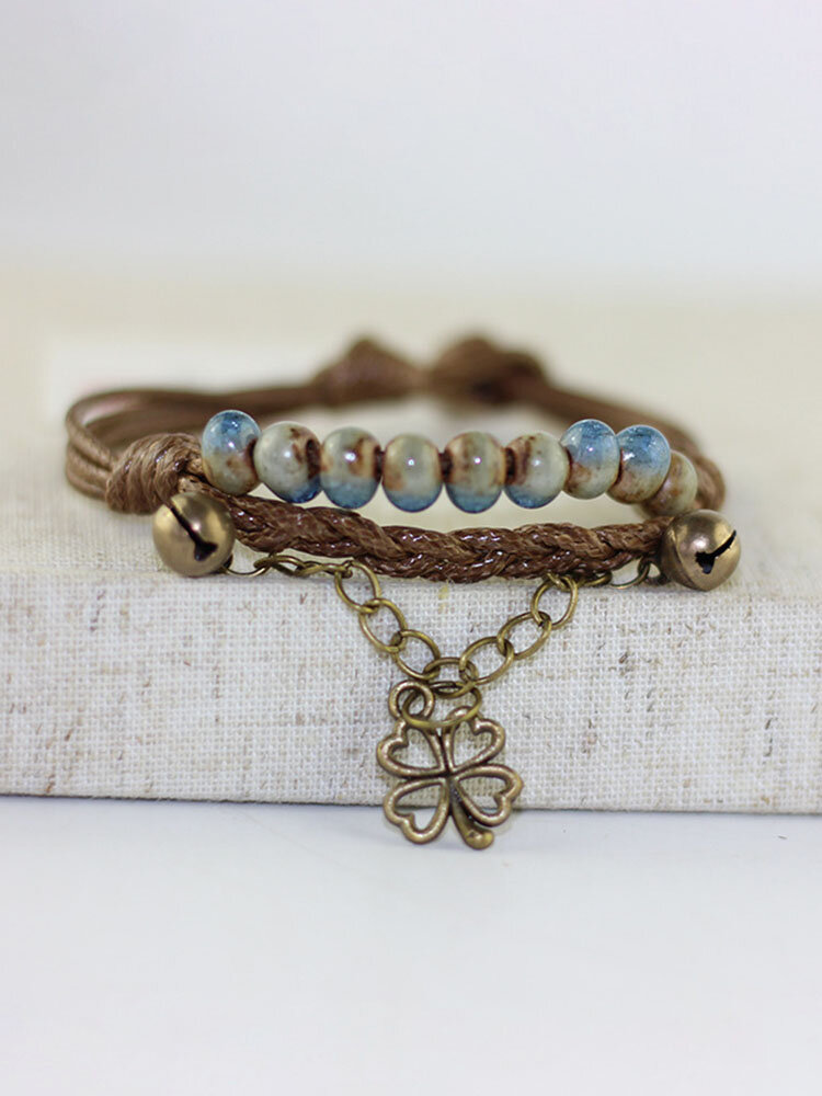 Ceramic Alloy Vintage Weave Bohemia Flower Bracelet