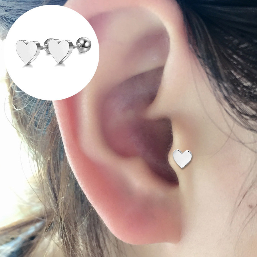 Punk 1 Pc Of Ear Stud Bones Piercing Earrings Sweet Heart Shape Earring Gift For Girls Women