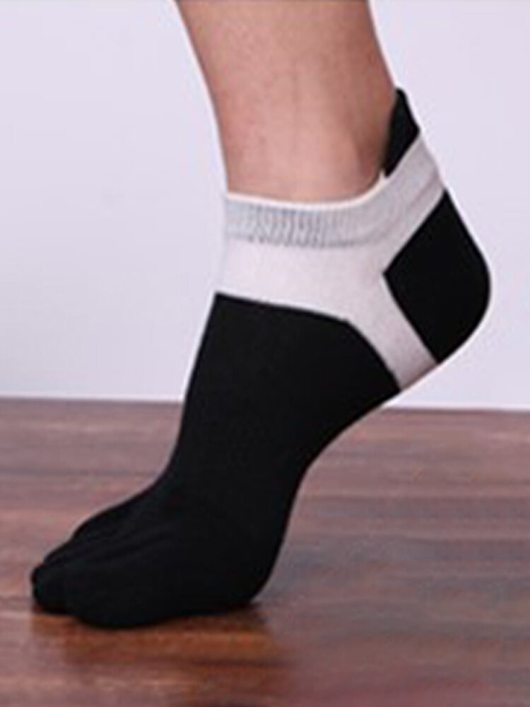 Men's Toe Socks Solid Color Retro Wool Socks Cotton Thickened Socks