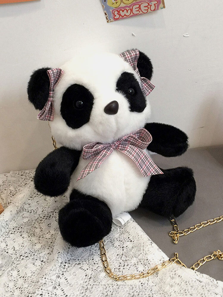 Women Dacron Cute Panda Doll Winter Olympics Beijing 2022 Crossbody Bag