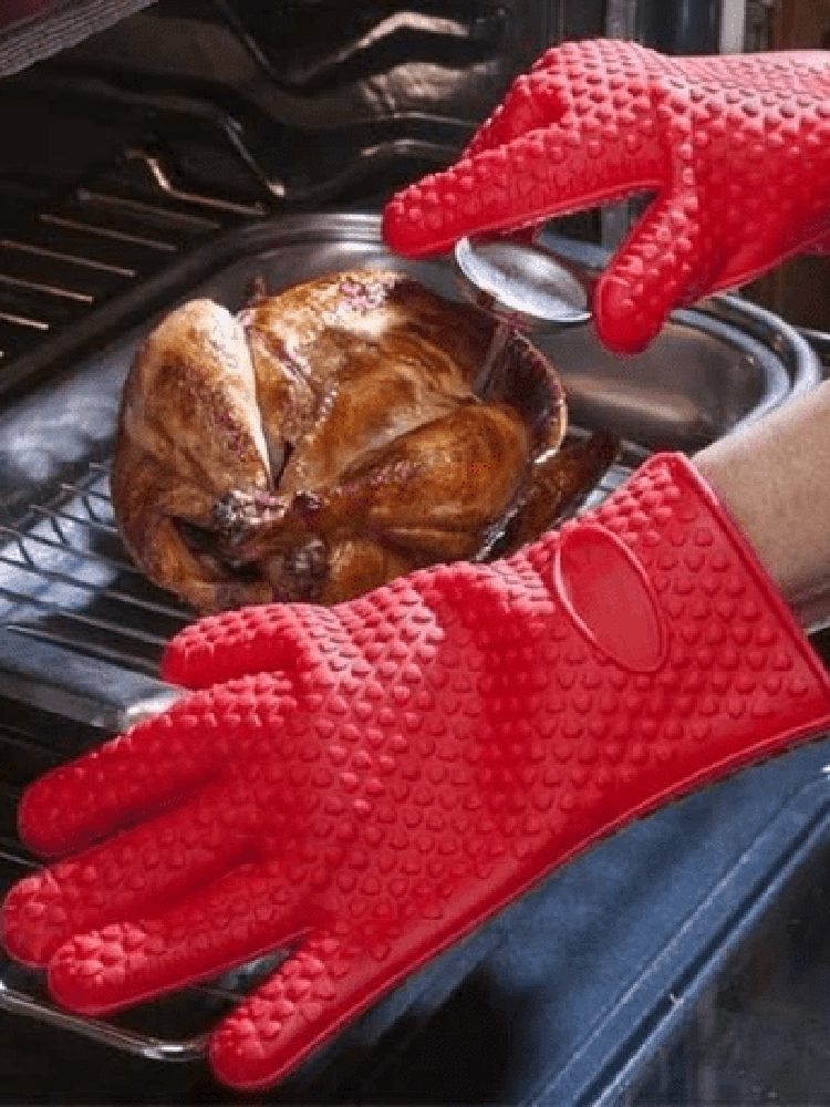 1 PC Heat-insulating Anti-scalding Gloves Heart-shaped Anti-skid Food Grade Silicone Thickened Anti-cutting Kitchen Micr от Newchic WW
