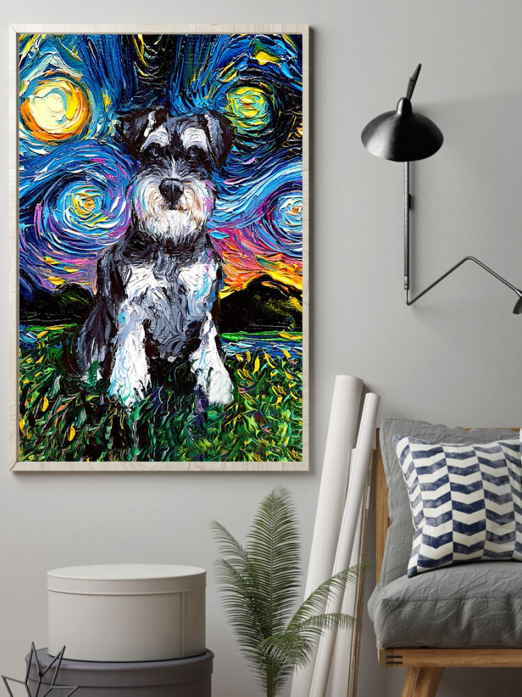 Dog And Sky Unframed Abstract Oil Painting Canvas Wall Art Living Room ...