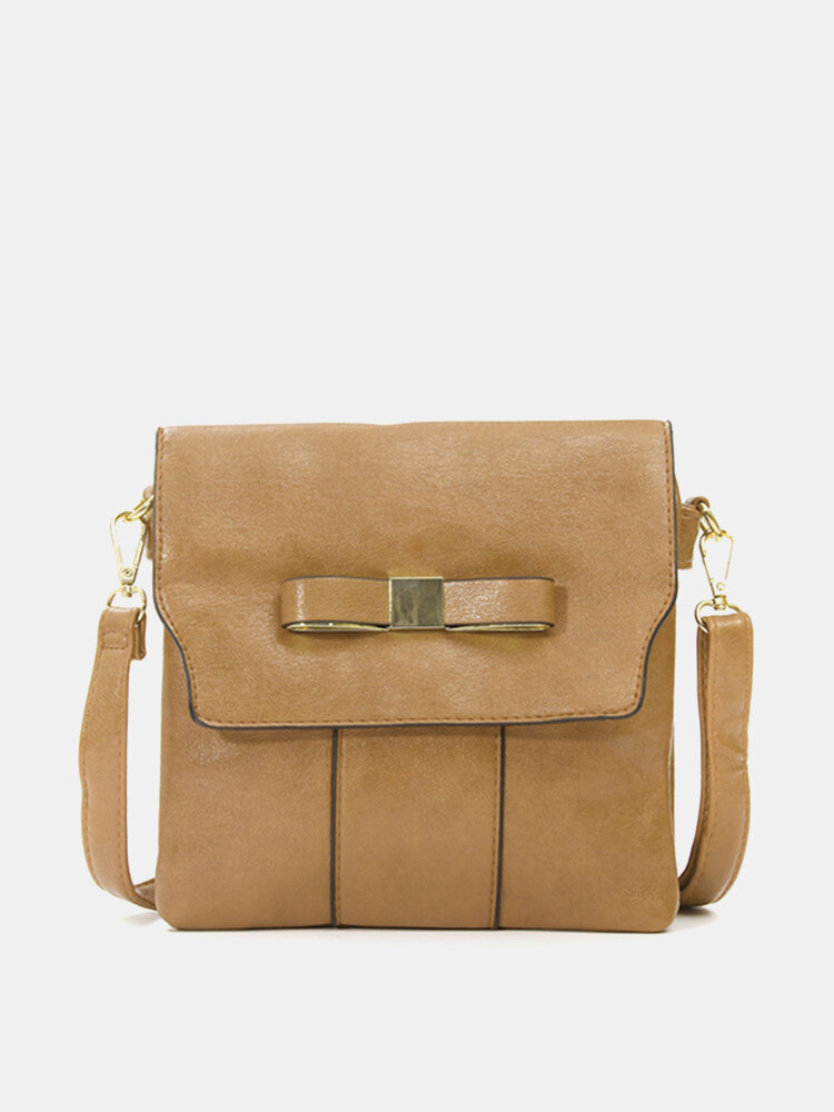  Women Vintage Bowknot PU Leather Hasp Messenger Shoulder Bag Crossbody Bag