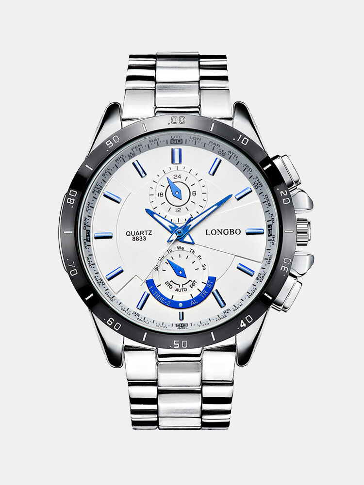 LONGBO Top Brand Mens Silver Watches Luxury Stainless Steel Strap Luminous Waterproof Quartz Watch