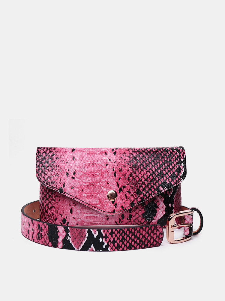 Women Snake Pattern Mini Crossbody Bag Stylish Waist Bag