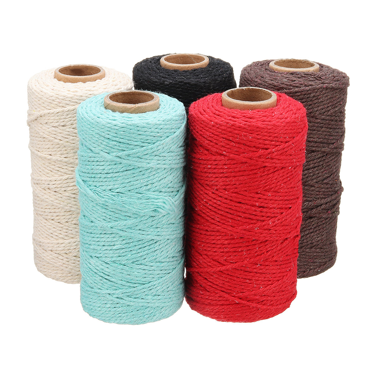 

100% Craft Twine Rustic String Natural Cotton Rope Macrame Linen Cord Jute, Coffee;red;light blue;off white;black