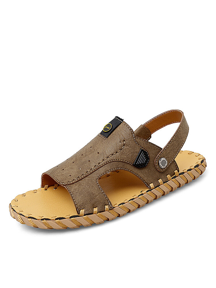 

Men Microfiber Leather Two-ways Breathable Comfy Casual Sandals, Yellow brown;khaki;black